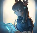"Wikipe-tan,_reading_and_editing_a_page.jpg" by User:Deevad
