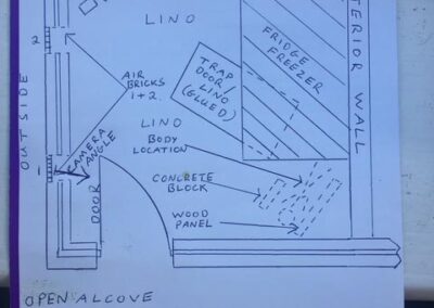 Hand-drawn map of the Rhuddlan Golf Club bar floor.